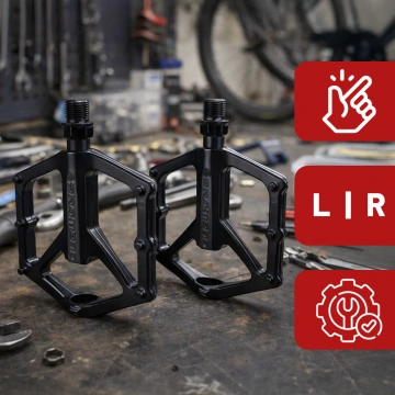 Pedały rowerowe platformowe MTB – aluminiowe, lekkie i wytrzymałe, 9/16”, szeroka platforma, antypoślizgowe piny – RideForce™ Czarne