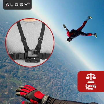 Szelki sportowe uchwyt na klatkę piersiową Alogy Chest do aparatu, kamer GoPro, telefonu uniwersalne Czarne