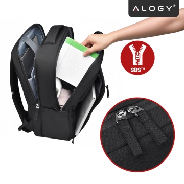 Alogy UrbanPack Pro™ Business-Rucksack für 15-16"-Laptops – Wasserdicht, stoßfest, mit Flaschenfach und Gepäckgurt – Schwarz