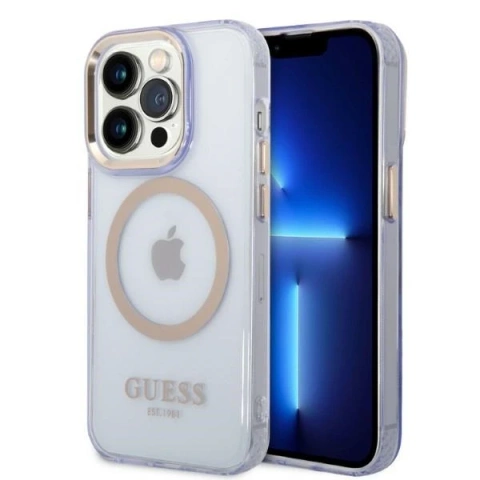 Etui Guess GUHMP14XHTCMU iPhone 14 Pro Max 6,7" lila/lila Hartschalenetui Gold Outline Translucent MagSafe