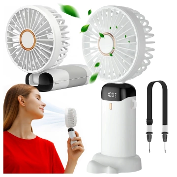 Alogy CoolBreeze™ Kabelloser, tragbarer Tischventilator mit Handyhalterung, USB-C-Ladeanschluss, 18650-Akku – Weiß