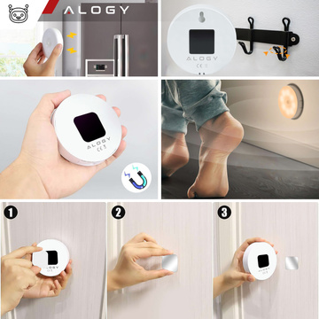 2x Lampe LED Bewegungsmelder Dämmerung Nachtlampe Alogy Sensor Light Kabellose Möbelbeleuchtung Warmes Licht 3000k
