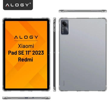 Etui Ochronne do Redmi Pad SE 11" 2023, Wzmocnione Narożniki, Smukłe i Lekkie, Antywstrząsowe ShockProof, Alogy FlexiShield™ – Przezroczyste + SZKŁO HARTOWANE