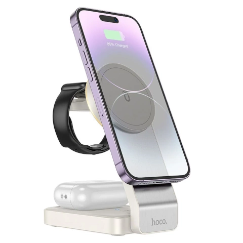 HOCO 3in1 MagSafe kompatibles kabelloses Ladegerät 15W CQ3 Weiß