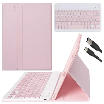 Etui z klawiaturą z miejscem na rysik do Samsung Galaxy Tab S9 FE 10.9" Alogy Keyboard Case Różowe + Szkło