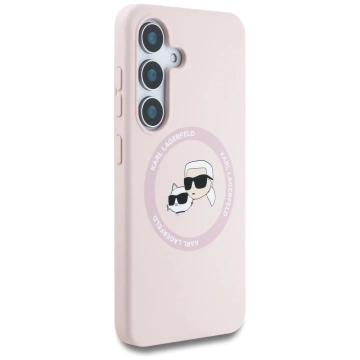Etui do Samsung Galaxy S25 Plus Różowy Karl Lagerfeld Silicone Double Heads And Circle MagSafe