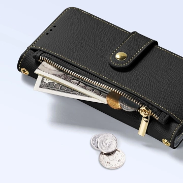 iPhone 15 Dux Ducis Lawa Leder Wallet Case MagSafe Schwarz