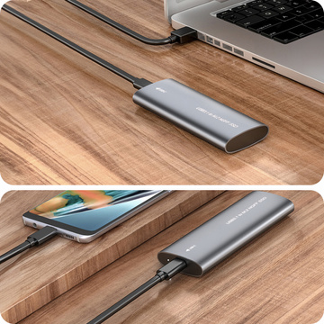 Festplattenadaptergehäuse SSD-Schacht NGFF m.2 USB 3.1 USB-C Typ-C 2230-2280 mm Silber