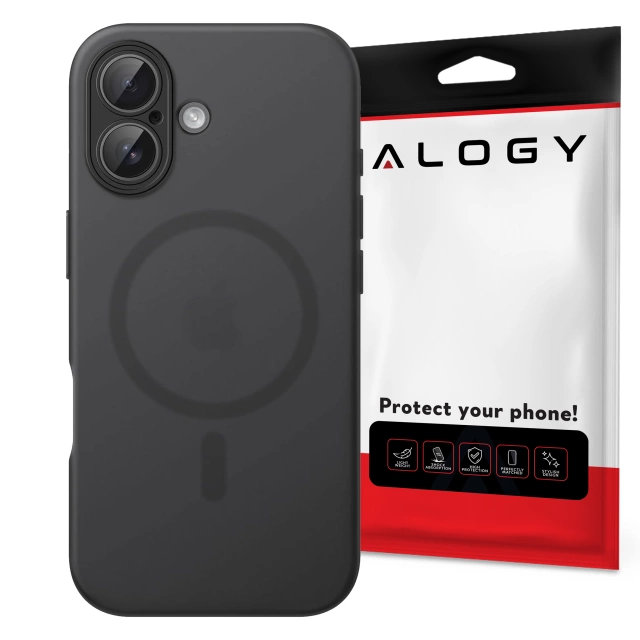 Hülle für Apple iPhone 16 Pro Max Alogy MagSafe Hybrid Matte Case Matte Cover mit Linsenschutz Schwarz