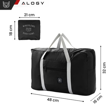 Torba podróżna sportowa na ramię męska damska na siłownie treningowa bagaż podręczny 48x32 materiałowa Alogy Sport Czarna