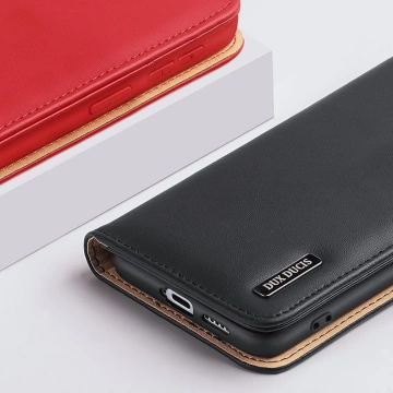 Dux Ducis Hivo skórzane etui z klapką pokrowiec ze skóry naturalnej portfel na karty i dokumenty Samsung Galaxy S22+ (S22 Plus) niebieski