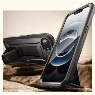 Etui Supcase Unicorn Beetle Pro iPhone 16e Schwarz mit Clip
