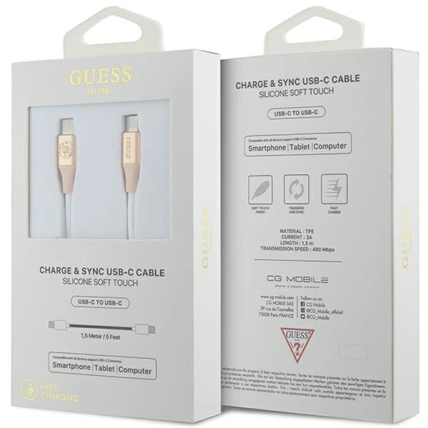 Kabel Guess GUCCLALRGDD USB-C auf USB-C 1,5m, Fast Charging, Złoty