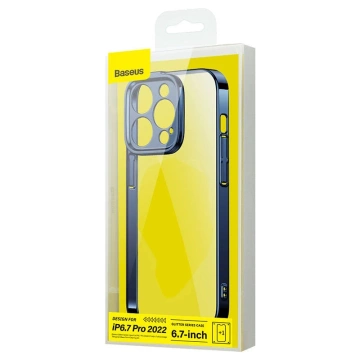 Baseus Glitter Schutzhülle Set Clear Case und Tempered Glass für iPhone 14 Pro Max (Blau)