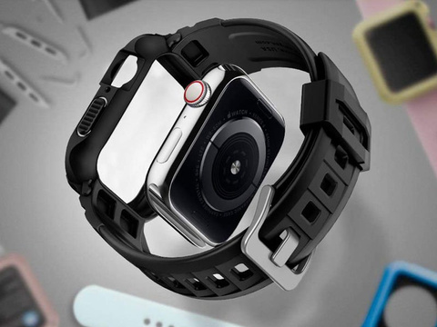 Etui Spigen Rugged Armor Pro für Apple Watch Series 4/5/6/SE 44 mm / Watch 7 45 mm Schwarz