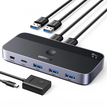 UGREEN CM662 PRZEŁĄCZNIK USB 3.0 2-IN-4 + PILOT + 2x KABEL 5Gb/s