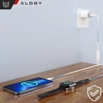 2in1 magnetisches Induktionsladekabel für Apple Watch, iPhone 1M Lightning USB-C-Kabel Alogy White