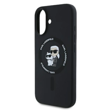 Etui Karl Lagerfeld do iPhone 16 Plus 6.7" Czarny MagSafe Hardcase Silicone Karl&Choupette Ring 