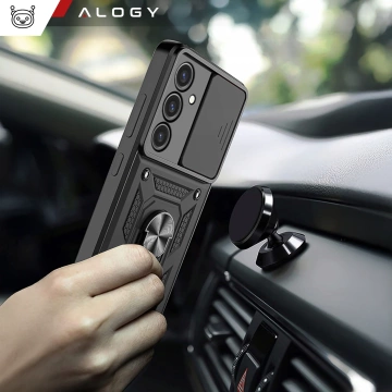 Schutzhülle für Samsung Galaxy S25, gepanzertes Slide Case mit Ringkameraschutz, Camshield Alogy, schwarz