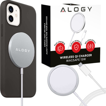 Ładowarka indukcyjna do iPhone 12/13/14/15/16 PRO / MAX/ MINI/ ULTRA Alogy do MagSafe bezprzewodowa 20W  Biała