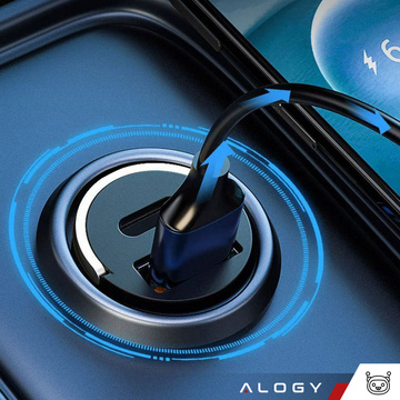 Ładowarka samochodowa USB QC 4.0 + USB-C typ C PD 30W szybka mocna do telefonu Alogy Car czarna