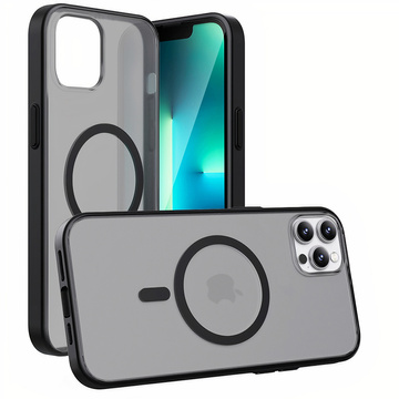 Etui matowe Alogy MagCase do MagSafe obudowa z pierścieniem magnetycznym do Apple iPhone 12/ 12 Pro Czarne + Szkło