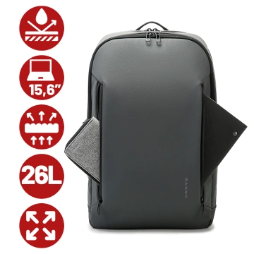 Bange 26L wasserdichter Rucksack für Laptops bis 15,6 Zoll – Geräumig und komfortabel, robust und atmungsaktiv, ideal für Stadt und Reisen, Arbeit und Flugreisen, Unisex – Grau