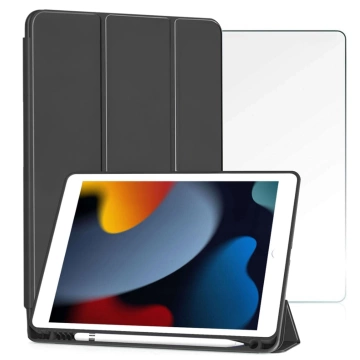 Etui do Apple iPad 10.2 9 gen 8/7 2021/2020/2019 Smart Pencil Case Alogy TPU obudowa na tablet Czarne + Szkło