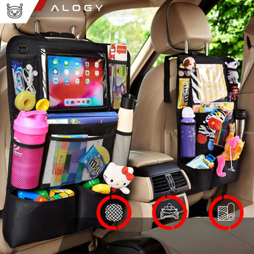 Auto-Organizer für Autositz-Rückenlehne, Autositz, Alogy-Schutz für Tablet, Schwarz, 2x Kopfstützenhalterung