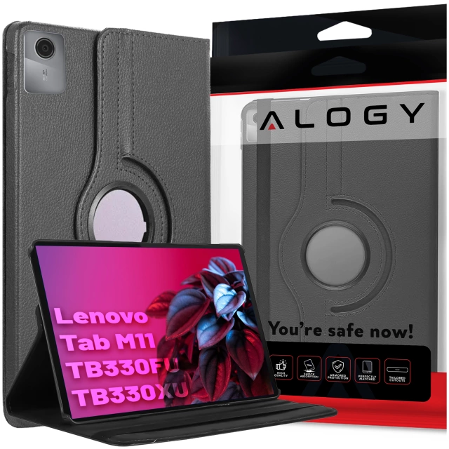 Etui 360 do Lenovo Tab K11 / K11E 11” M11 10.95" TB330FU / TB330XU / TB331FC obrotowe pokrowiec obudowa z klapką na tablet Case Alogy Czarne