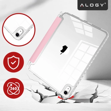 Etui do Apple iPad 11gen. 11" 2025 / 10gen. 10.9" 2022 Ochronne Hybrydowe z Miejscem na Rysik, Składana Okładka, Funkcja Podstawki, Alogy HybridBook™ Case  – Różowe