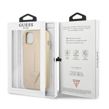 Etui Guess GUHCP13SPSATLE do Apple iPhone 13 Mini 5,4" beżowy/beige hardcase SaffianoTriangle Logo
