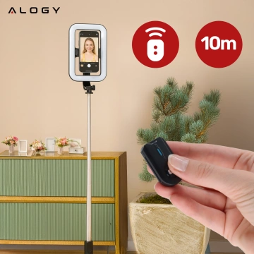 Kijek Selfie Stick Alogy GlowStick™ Pro Tripod Selfie z pilotem i lampą LED do zdjęć makijażu nagrywania filmików długi 132cm Czarny