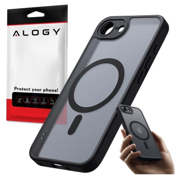 Etui do Apple iPhone 16e obudowa ochronna na telefon Alogy Matte HybridMag™️ Case do MagSafe Matowe Antypoślizgowe Wzmocnione Narożniki Czarne + Szkło Hartowane