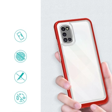Clear 3in1 etui do Samsung Galaxy A03s (166) żelowy pokrowiec z ramką czerwony