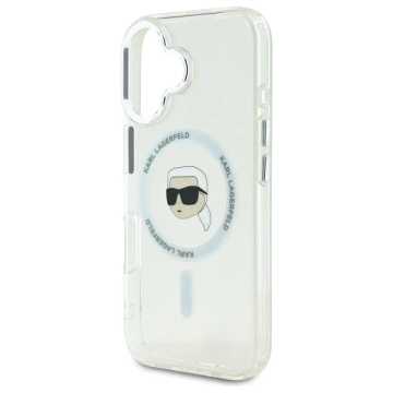 Etui Karl Lagerfeld do iPhone 16 Plus 6.7" IML Metal Karl Head MagSafe Biały
