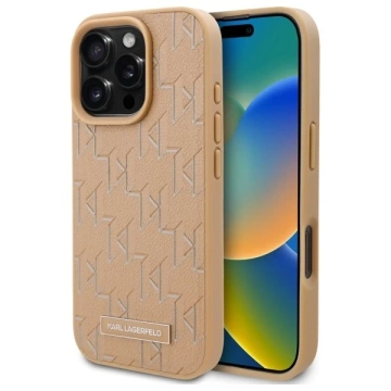 Etui Karl Lagerfeld do iPhone 16 Pro Max 6.9" Beżowy Magsafe Hardcase Hot Stamp 