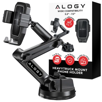 7,2-Zoll-Autotelefonhalter für LKW, Bus, LKW, Bagger, Auto, 43 cm lang, für das Cockpitfenster, Alogy, Schwarz