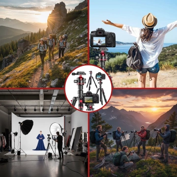 Statyw Profesjonalny 2w1 – Tripod i Monopod do Aparatu i Kamery, Składany z Regulowaną Wysokością i Głowicą Kulową 360°, Stabilny i Lekki, ProStand™ – Czarny