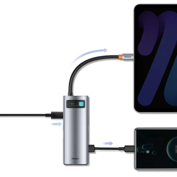 Baseus Metal Gleam Series multifunktionaler USB HUB 7in1 Typ C HDMI TF PD Kartenleser grau (WKWG020113)