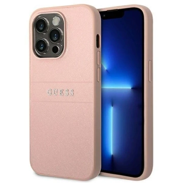 Guess GUHCP14LPSASBPI Hülle für Apple iPhone 14 Pro 6.1" pink/pink Saffiano Strap