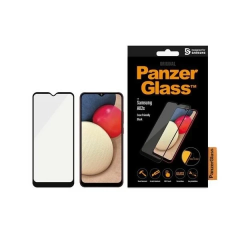 Gehärtetes Glas PanzerGlass E2E Super für Samsung Galaxy A02s A025F Case Friendly AntiBacterial schwarz/schwarz