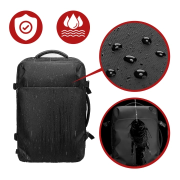 Mark Ryden 17,3" Laptop-Reiserucksack, vielseitig und wasserdicht, 28 l (49 × 33 × 12 cm) – Schwarz