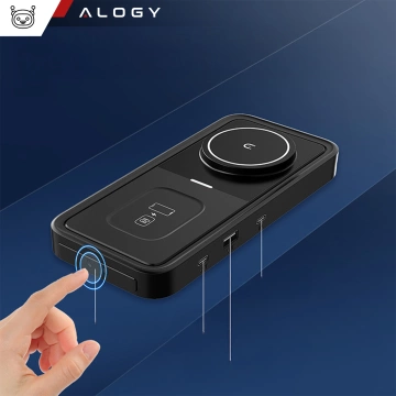 Kabelloses induktives Ladegerät Qi QC 3.0 3in1 Fast für Apple iPhone Airpods Watch Ladestation 15W schwarz