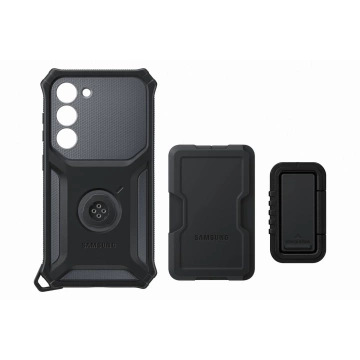 Samsung Rugged Gadget Case für Samsung Galaxy S23 gepanzerte Hülle Ringhalter Ständer grau