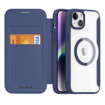 Dux Ducis Skin X Pro Hülle für Apple iPhone 15 Plus Magnetische MagSafe Flip Cover – Blau