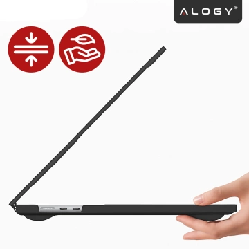 Etui ochronne do Apple Macbook Air 13 13.6" M2 2022 / M3 2024 / M4 2025 (A2681, A3113, A3240) Alogy MatteGuard™ obudowa Matowa Przezroczysta Biel z czarną ramką