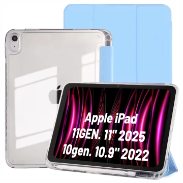 Etui do Apple iPad 11gen. 11" 2025 / 10gen. 10.9" 2022 Ochronne Hybrydowe z Miejscem na Rysik, Składana Okładka, Funkcja Podstawki, Alogy HybridBook™ Case  – Błękitne