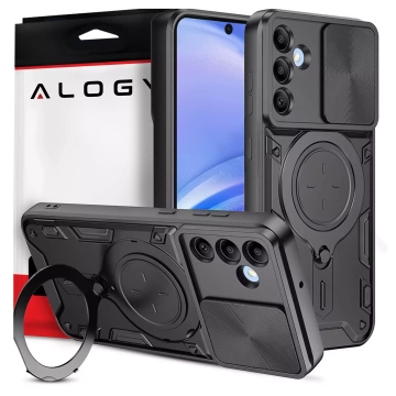 Schutzhülle für Samsung Galaxy S25 Plus, gepanzerte Slide-Hülle mit Ringkameraschutz, Alogy CamGuard Pro, schwarz
