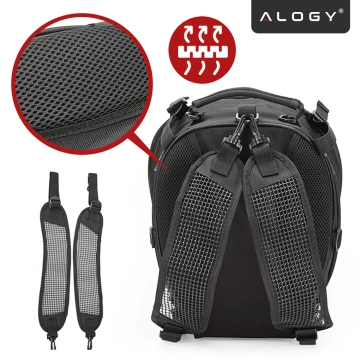 Plecak torba motocyklowa wodoodporna 40L – 5w1 – kufer, podsiodłowa, bagażnikowa, na kask, z pokrowcem, Nylon, torba miejska na motocykl – Alogy RoadMaster™  Czarna